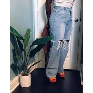 Light Blue Distressed Flare Jeans